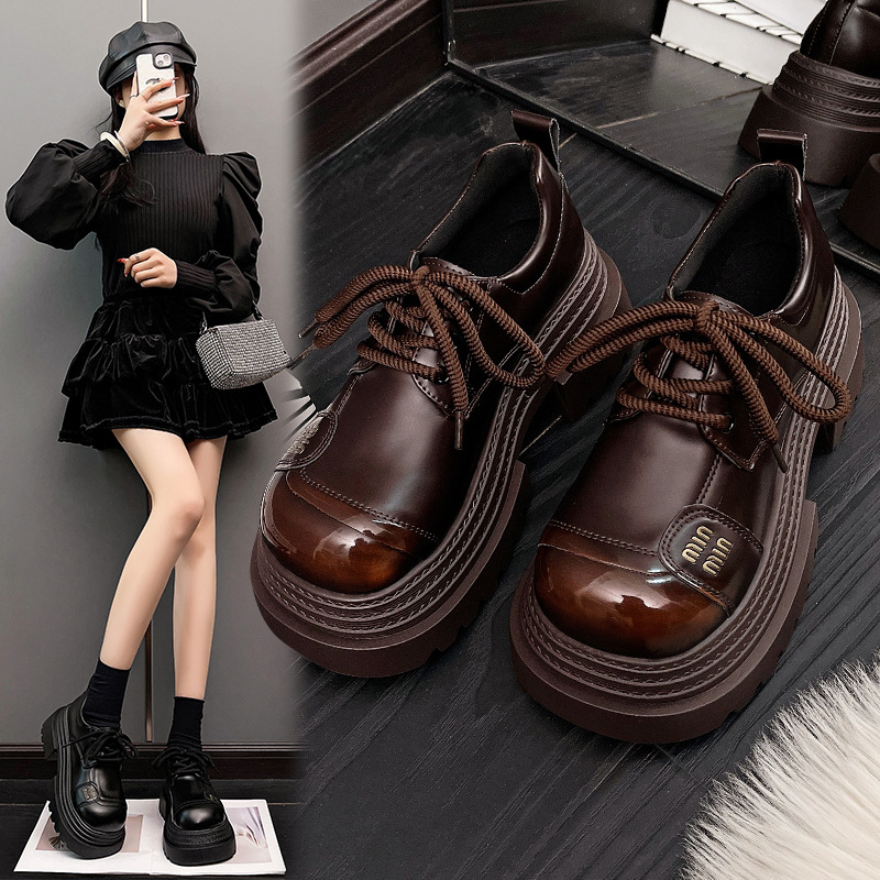 Women Shoes Loafers - Women's single shoes thick soled height
