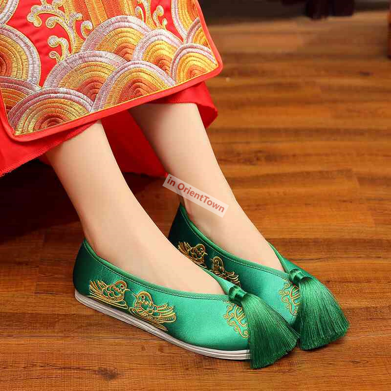 Women'S Shoes Red Bottoms - Qipao Xiuhe Flat Bottomed Dragon and