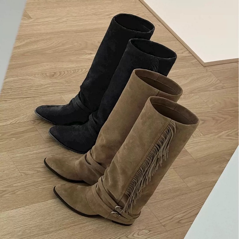 Women'S Shoes Chelsea - Women Knee-high Boots Tassel Design Long