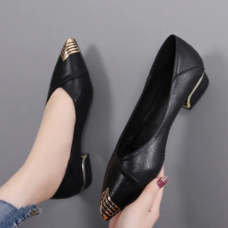 Low Heel Elegant Block Ladies  - Women Shoes Quick Delivery บทวิจารณ์และราคา