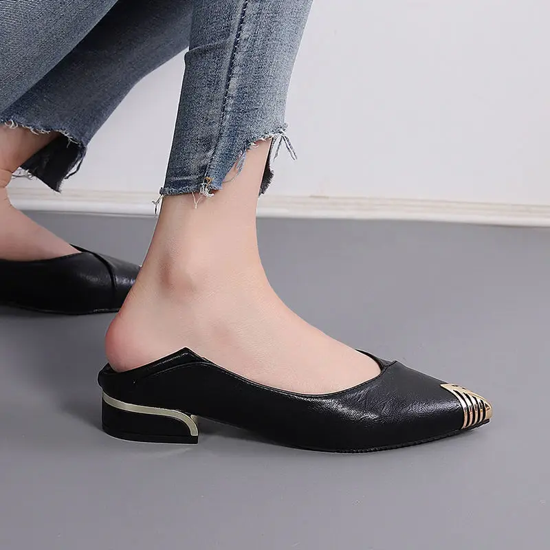 Low Heel Elegant Block Ladies  - Women Shoes Quick Delivery บทวิจารณ์และราคา