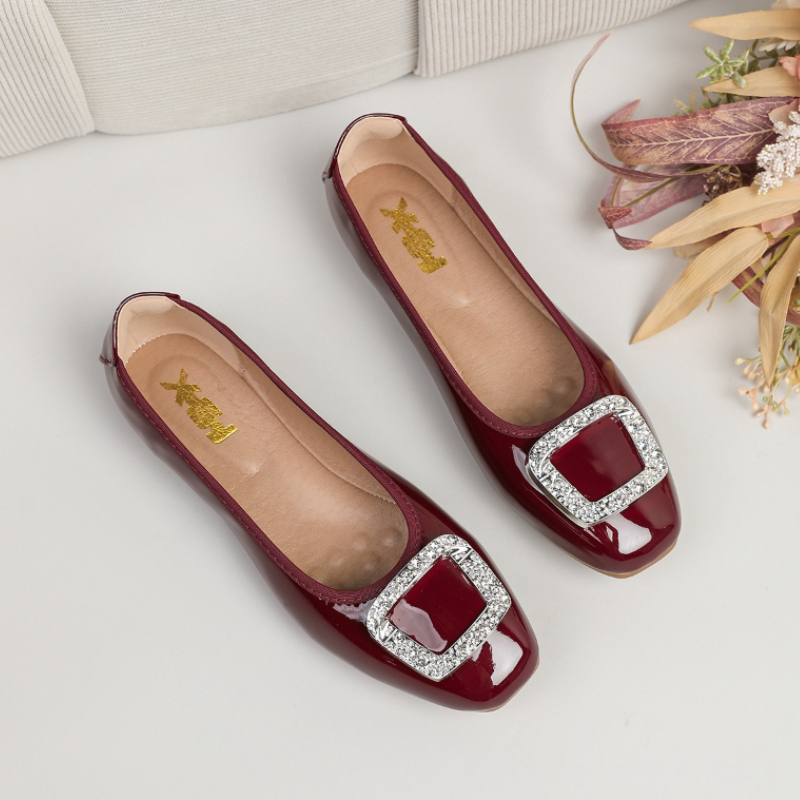 Moccasin Shoes Crystal Female  - Women Shoes Loafers บทวิจารณ์และราคา