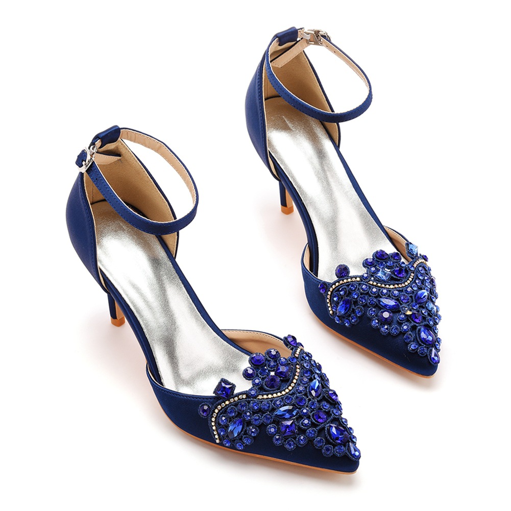 pointed toe High-heeled sandal - Women'S Shoes Navy Blue บทวิจารณ์และราคา