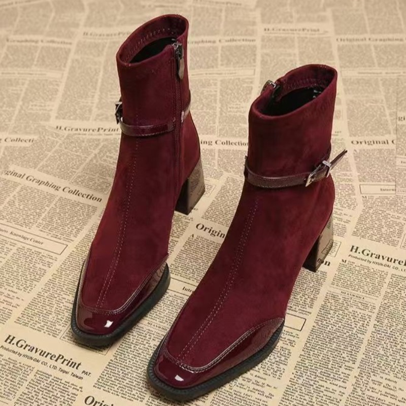 Autumn New Suede Short Boots 2 - Women'S Shoes Chelsea บทวิจารณ์และราคา