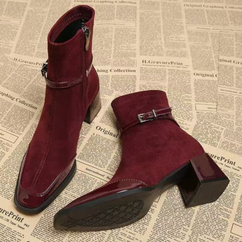 Autumn New Suede Short Boots 2 - Women'S Shoes Chelsea บทวิจารณ์และราคา