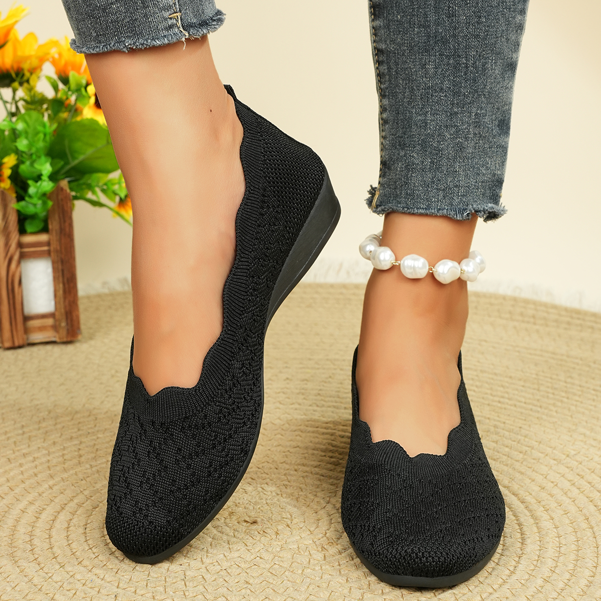 Women's Breathable Knit Flats  - Women'S Shoes บทวิจารณ์และราคา