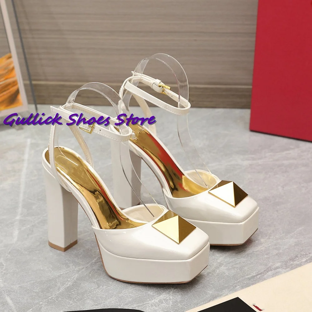 New Rivet Platform Sandals Squ - Kids Shoes Women บทวิจารณ์และราคา