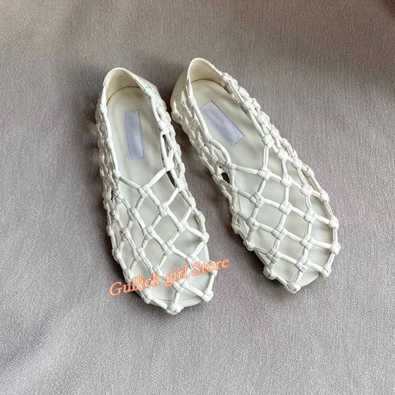 French Woven Mesh Hollow flat  - Women Shoes Loafers บทวิจารณ์และราคา