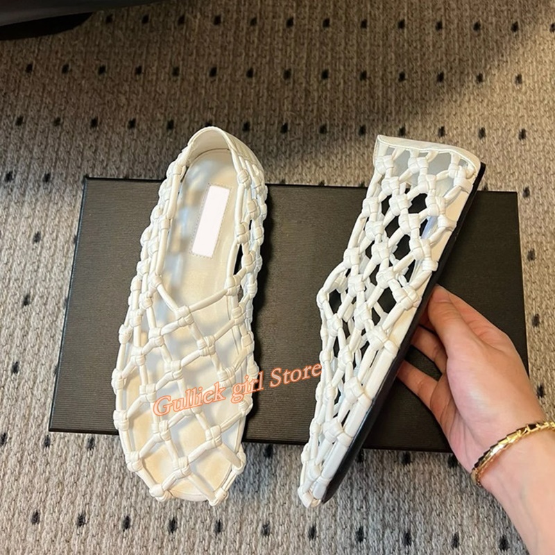 French Woven Mesh Hollow flat  - Women Shoes Loafers บทวิจารณ์และราคา