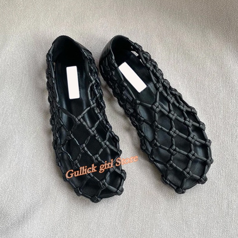 French Woven Mesh Hollow flat  - Women Shoes Loafers บทวิจารณ์และราคา