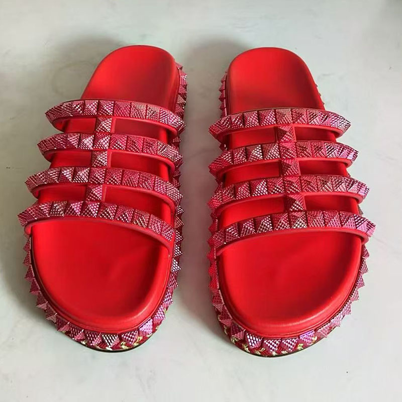 Red Rivet Studded Gladiator Sa - Women'S Shoes Red Bottoms บทวิจารณ์และราคา