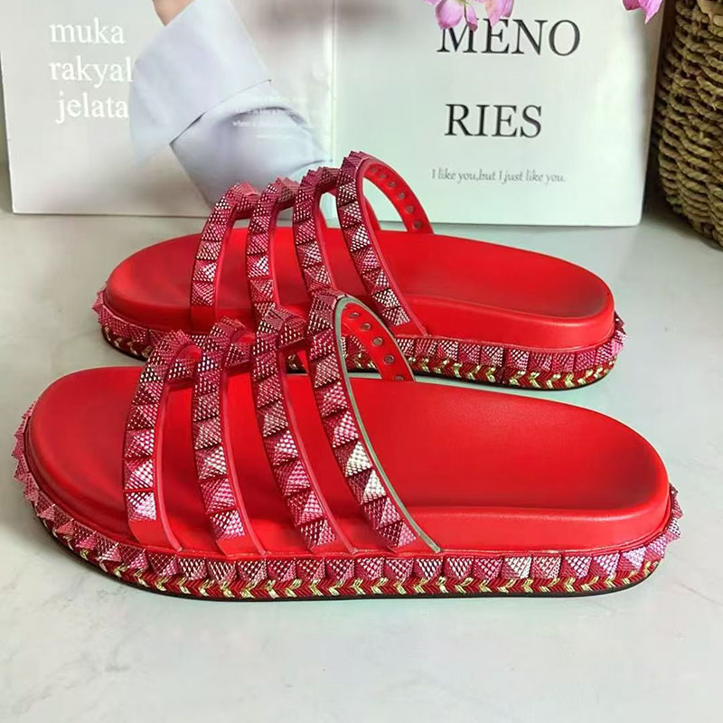 Red Rivet Studded Gladiator Sa - Women'S Shoes Red Bottoms บทวิจารณ์และราคา