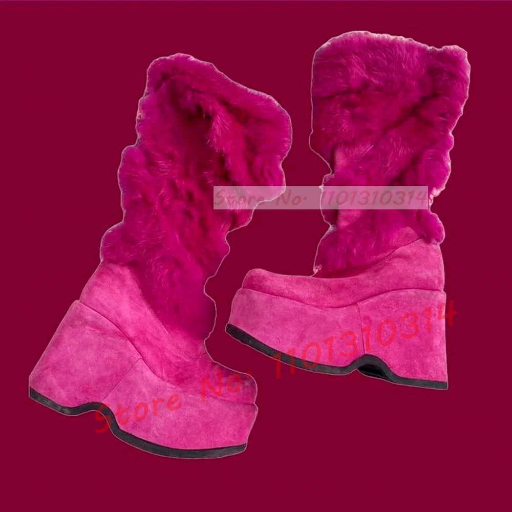 Hot Pink Thick-sole Furry Knee - Kids Shoes Women บทวิจารณ์และราคา