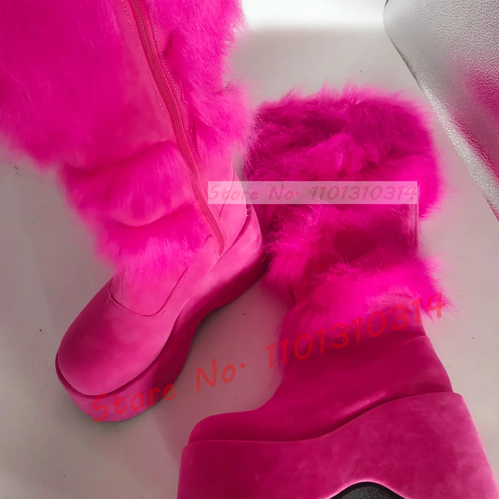 Hot Pink Thick-sole Furry Knee - Kids Shoes Women บทวิจารณ์และราคา