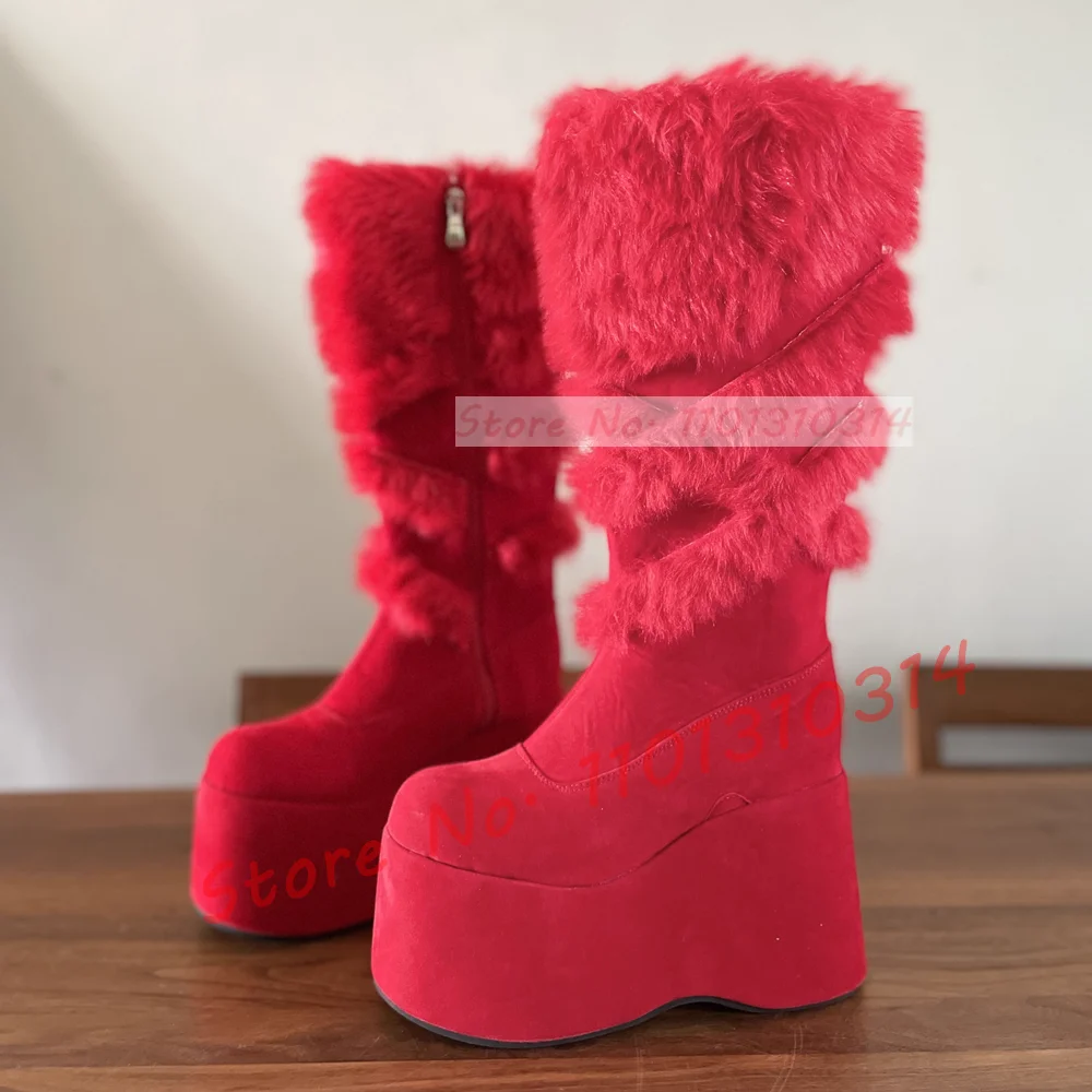 Hot Pink Thick-sole Furry Knee - Kids Shoes Women บทวิจารณ์และราคา