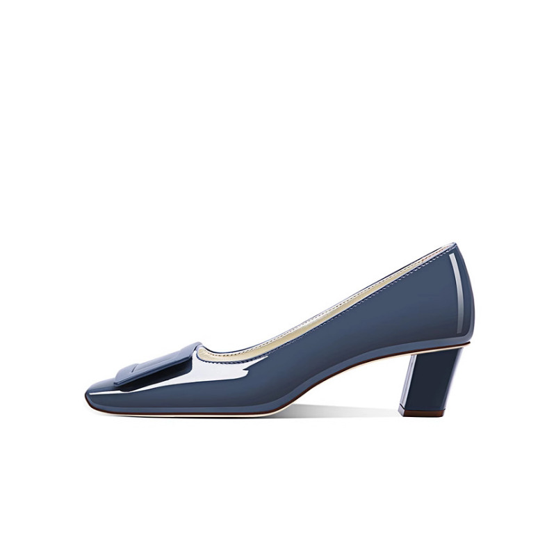 Elegant Blue Square Buckle Pum - Women'S Shoes Navy Blue บทวิจารณ์และราคา