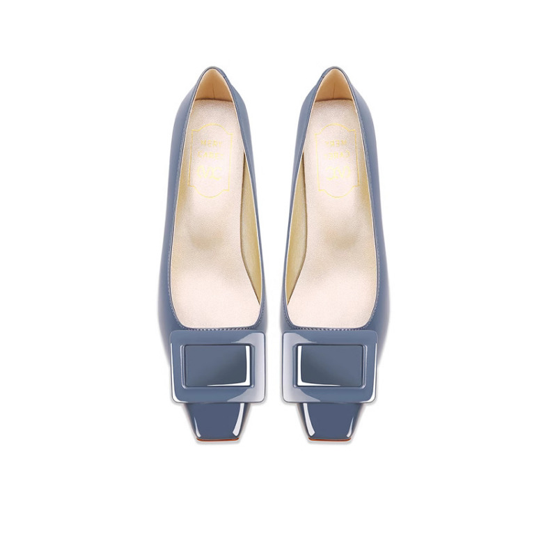 Elegant Blue Square Buckle Pum - Women'S Shoes Navy Blue บทวิจารณ์และราคา