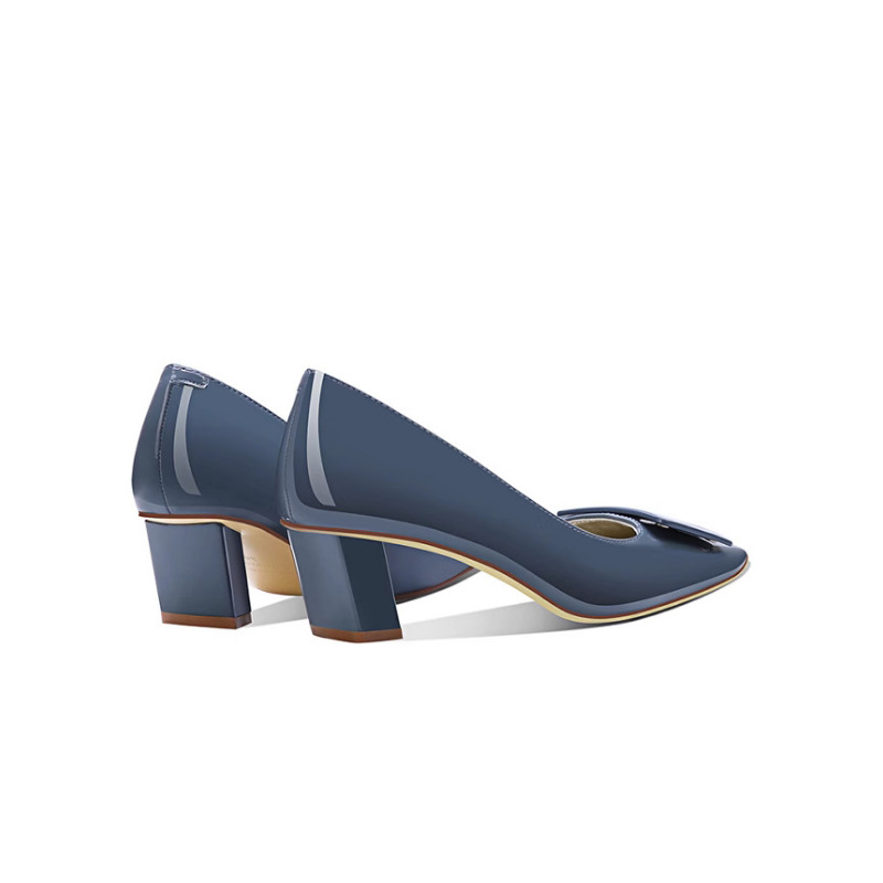 Elegant Blue Square Buckle Pum - Women'S Shoes Navy Blue บทวิจารณ์และราคา