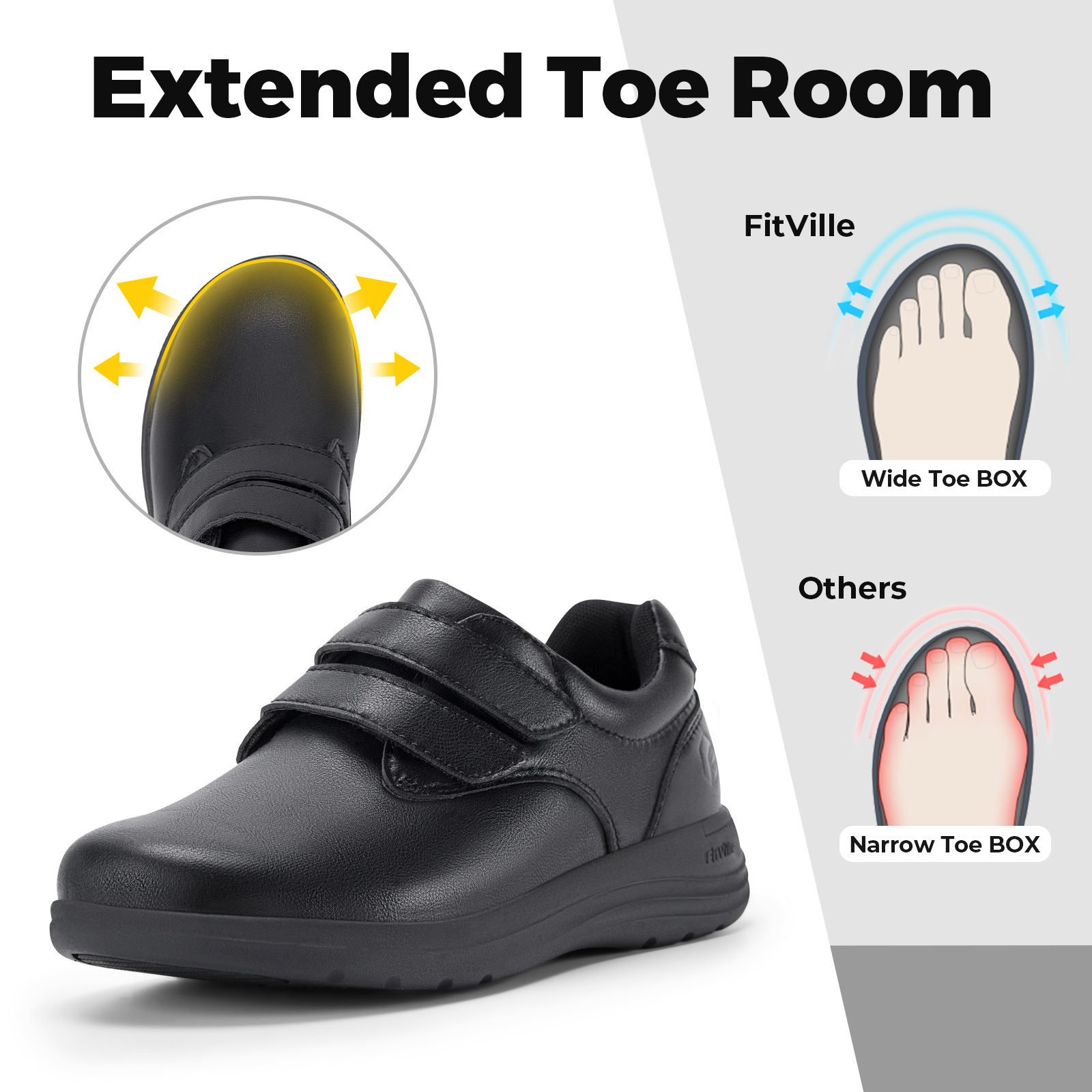 FitVille Leather Women's Shoes - Women'S Shoes Extra Wide บทวิจารณ์และราคา