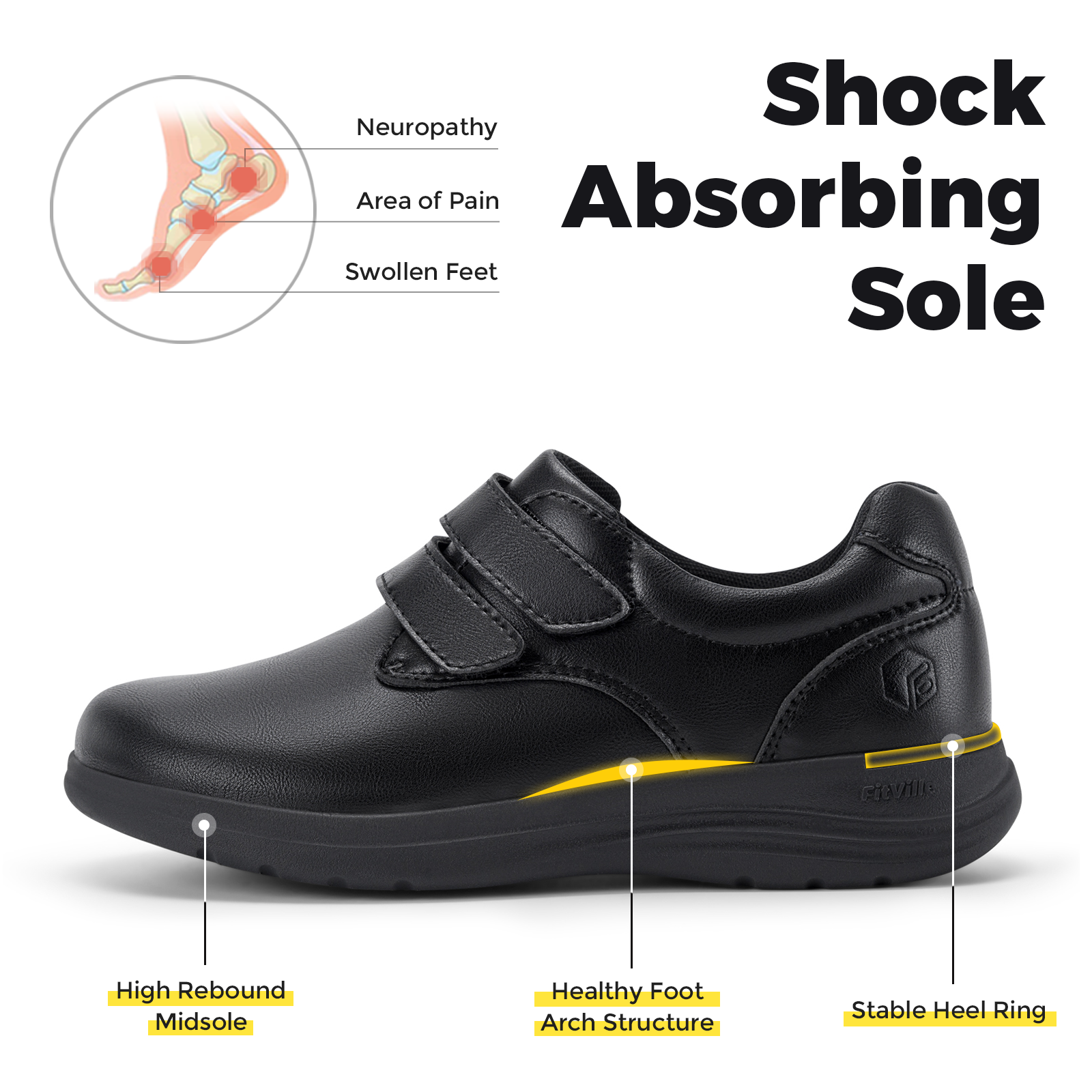 FitVille Leather Women's Shoes - Women'S Shoes Extra Wide บทวิจารณ์และราคา