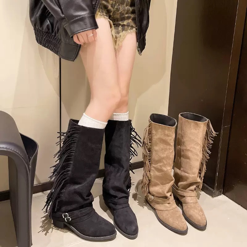Women Knee-high Boots Tassel D - Women'S Shoes Chelsea บทวิจารณ์และราคา