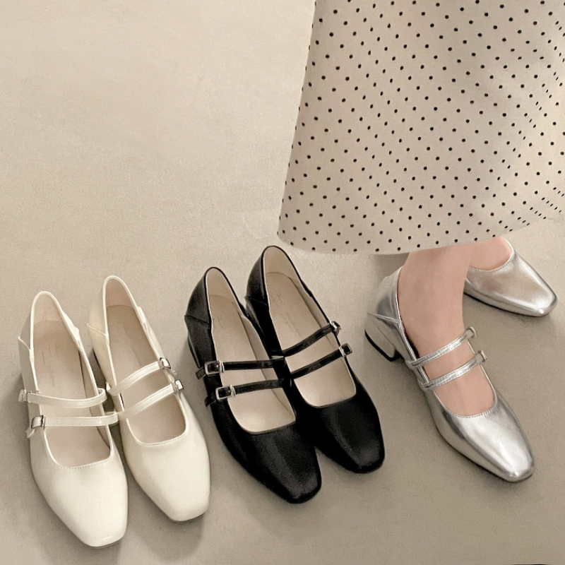 Square Toe Low Heel Women Silv - Women'S Shoes บทวิจารณ์และราคา