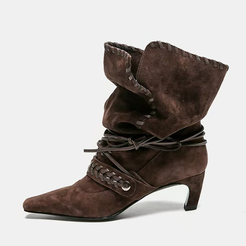 Liyke Autumn Winter Brown Sued - Women'S Shoes Chelsea บทวิจารณ์และราคา
