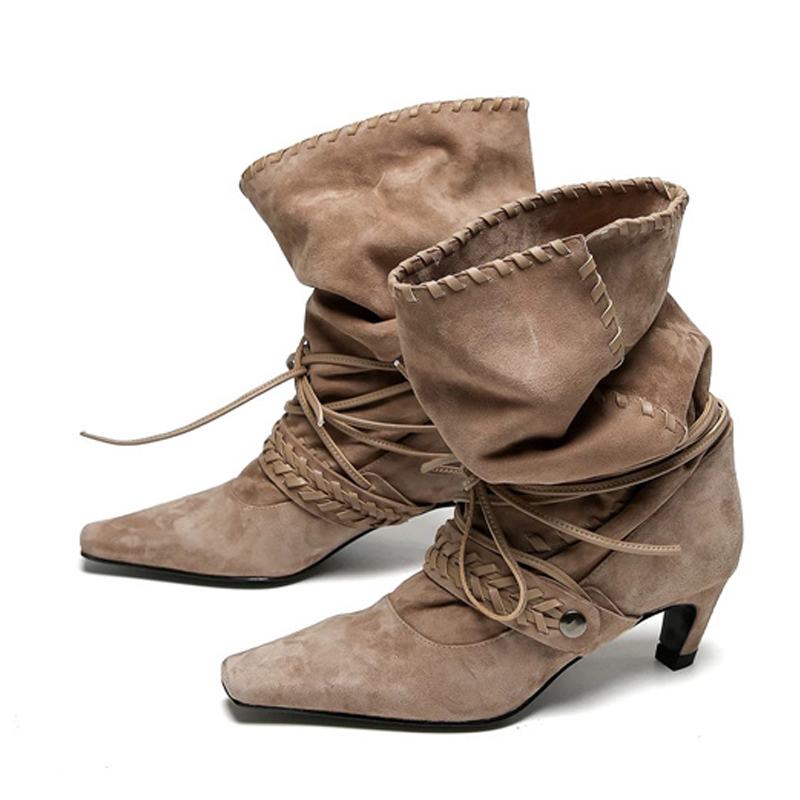 Liyke Autumn Winter Brown Sued - Women'S Shoes Chelsea บทวิจารณ์และราคา