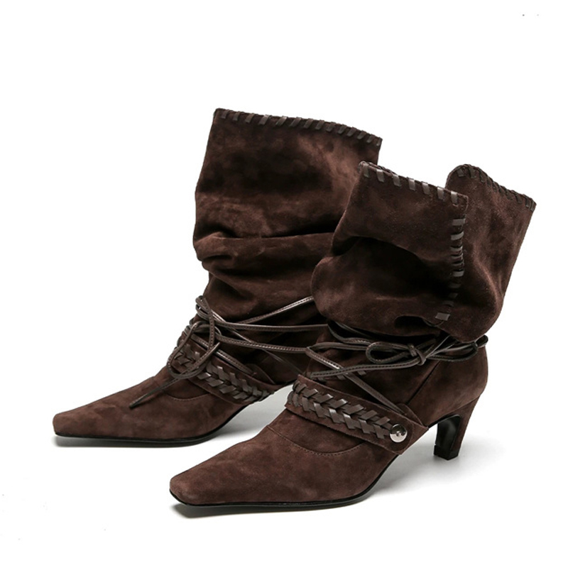 Liyke Autumn Winter Brown Sued - Women'S Shoes Chelsea บทวิจารณ์และราคา