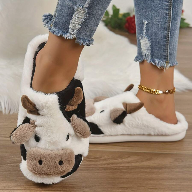 Soft Cow Slippers for Women -  - Women Shoes For Winter บทวิจารณ์และราคา