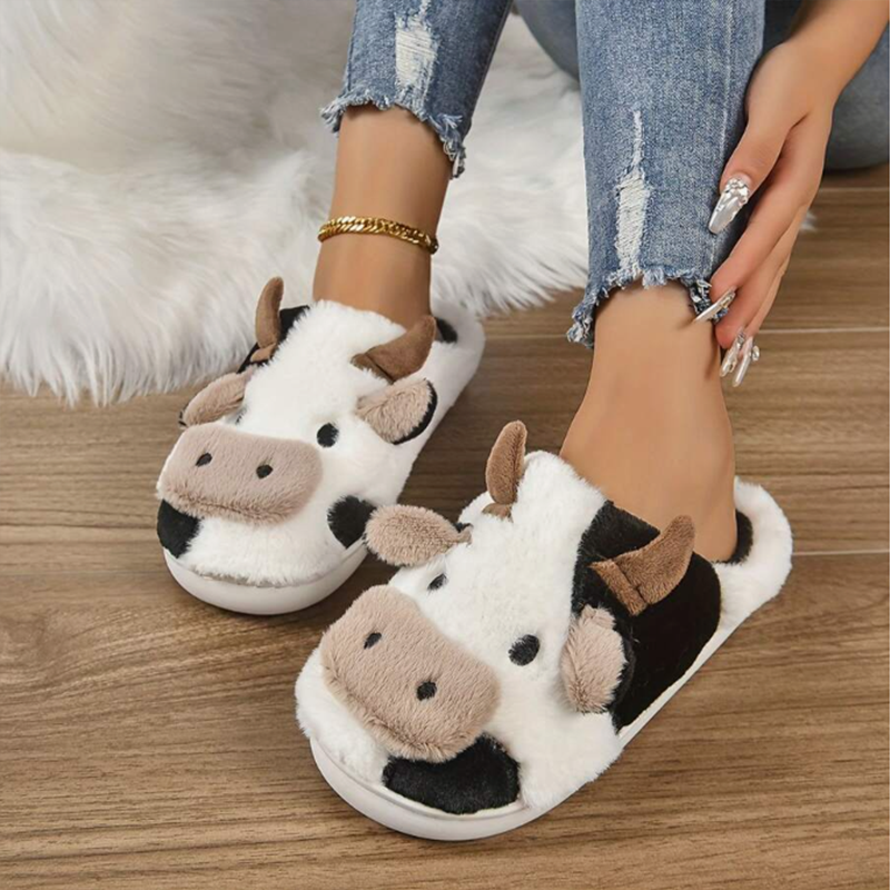 Soft Cow Slippers for Women -  - Women Shoes For Winter บทวิจารณ์และราคา