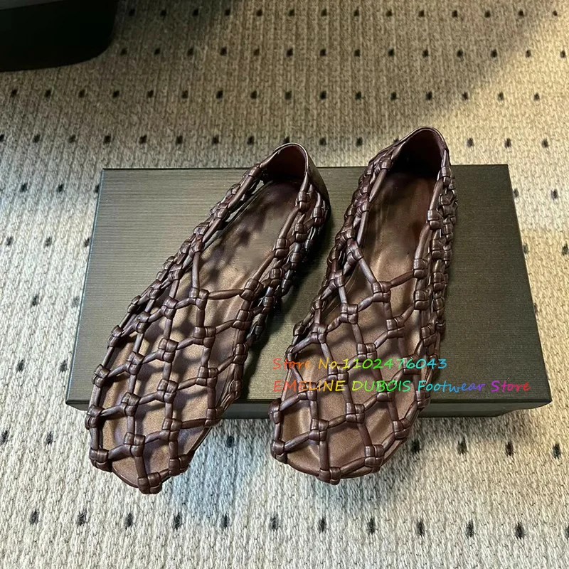 French Woven Mesh Hollow Flat  - Women'S Shoes Red Bottoms บทวิจารณ์และราคา