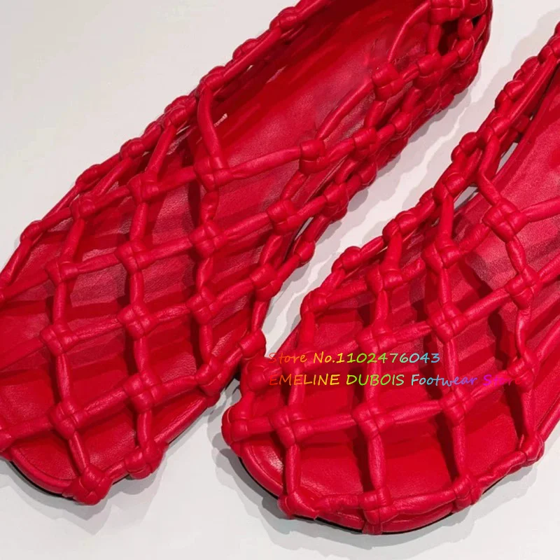 French Woven Mesh Hollow Flat  - Women'S Shoes Red Bottoms บทวิจารณ์และราคา