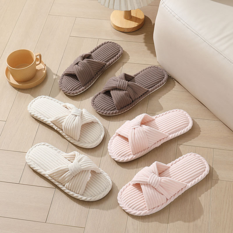 Corduroy Cross Strap Home Slip - Women Shoes For Winter บทวิจารณ์และราคา