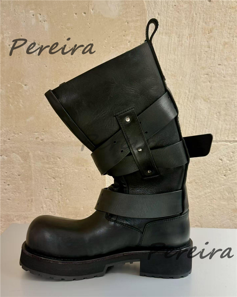 Retro Belt Buckle Motorcycle B - Women'S Shoes Extra Wide บทวิจารณ์และราคา